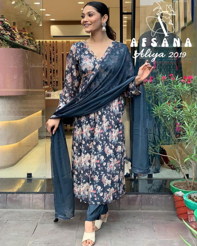 Aaliya By Afsana Faux Georgette Print Readymade Suit Catalog